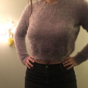 Forever 21 Light Purple Fuzzy Cropped Sweater